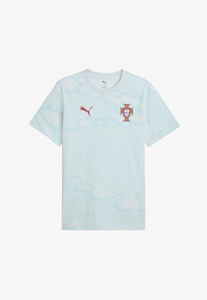 Light blue short-sleeve sports shirt with red Puma logo on the right chest and Portugal football team emblem on the left chest.