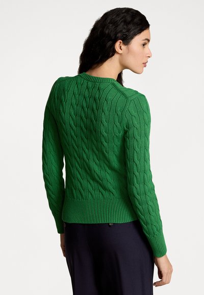Polo Ralph Lauren CABLE KNIT COTTON CREWNECK CARDIGAN - Gilet - vineyard green