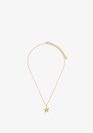 Collier en or avec un pendentif en étoile de mer. Chaîne délicate, détail en étoile de mer texturé, fermeture à homard, longueur ajustable.