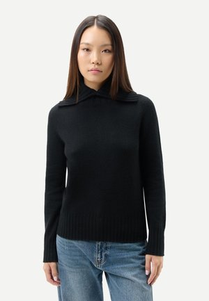 MIT UMKLAPP-ROLLKRAGEN - Strickpullover - black