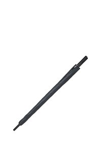 Black portable umbrella with a sleek, straight handle. Covered in a durable, textured fabric. Compact design for easy storage.