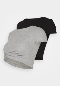 2 PACK - T-shirt basique - black/mottled grey