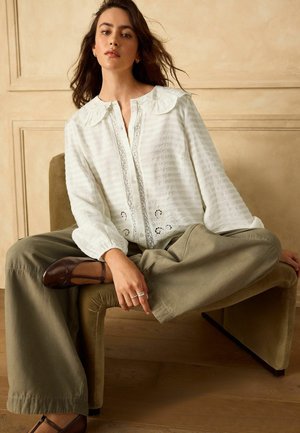 Next, EMBROIDERED CUTWORK DETAIL COLLARED LONG SLEEVE BLOUSE - Button-down blouse - ecru