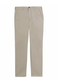 Beige chino's gemaakt van een katoenmix, met een knoopsluiting en zijzakken. Recht model met strakke lijnen en minimale details.