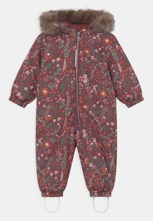 NBFSNOW10 SUIT FLOWER - Kombinezon zimowy - red mahogany