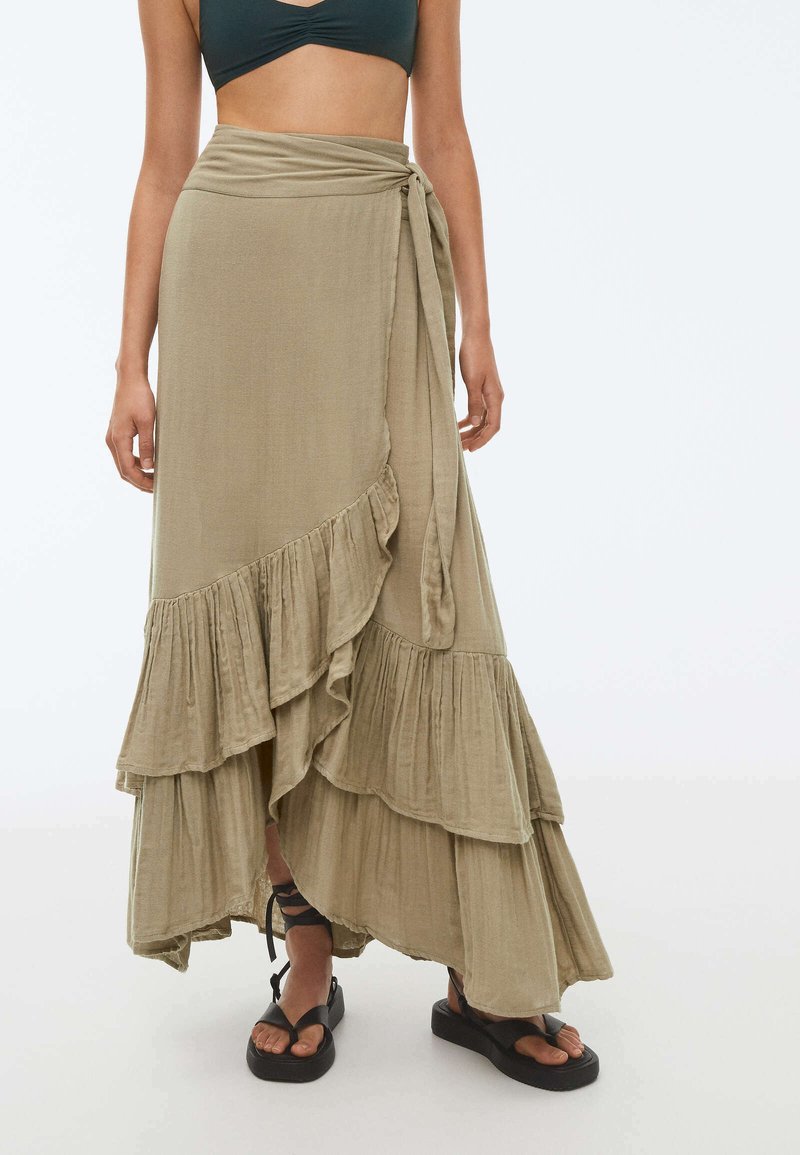 Damen Jeansröcke | OYSHO RUFFLED LONG Wickelrockkhaki - XK77213 Damen Jeansröcke | OYSHO RUFFLED LONG Wickelrockkhaki - XK77213