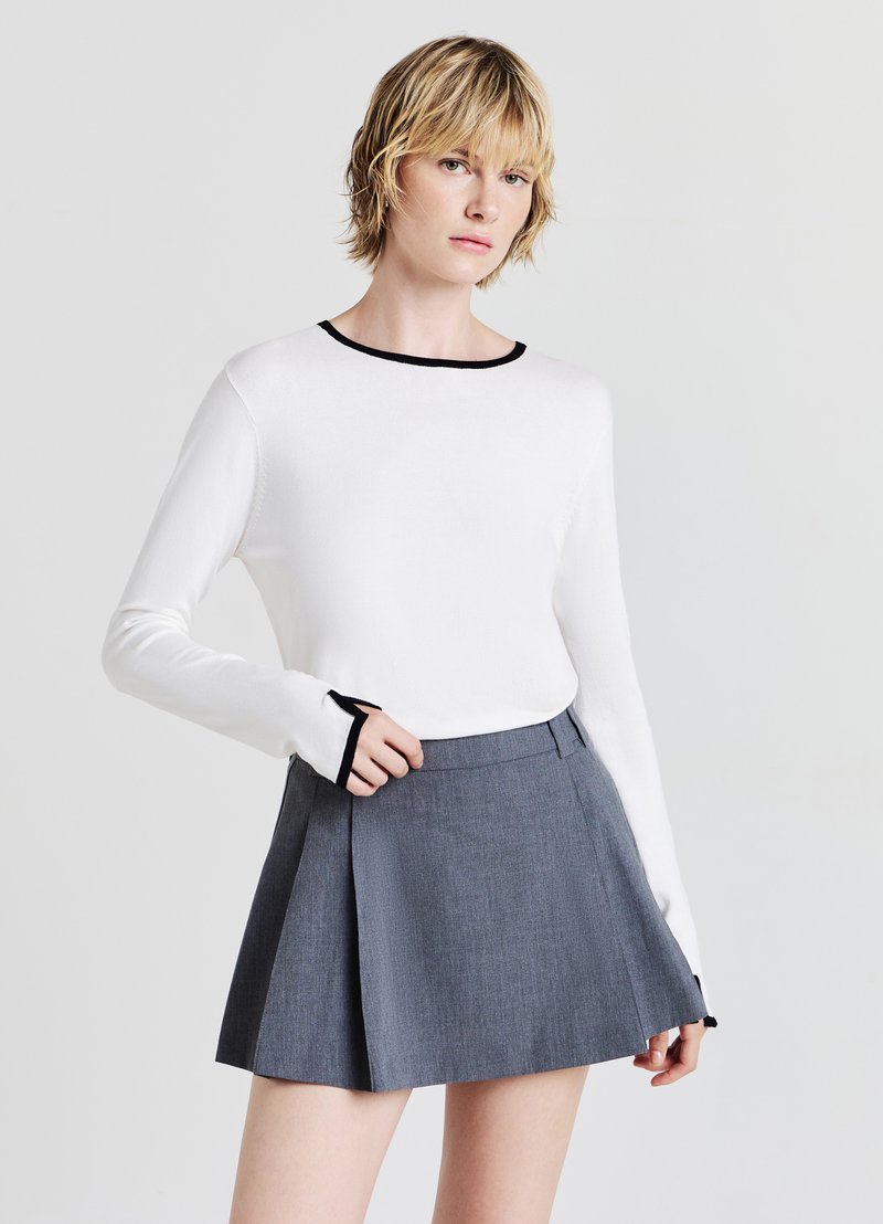 Calliope GIROCOLLO CON PROFILI A CONTRASTO - Strickpullover - bianco lana