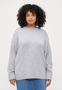 Vero Moda Curve VMCBOOM O NECK - Jumper - light grey melange