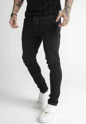 MESSI X SIKSILK EMBROIDERED - Jeans slim fit - washed black