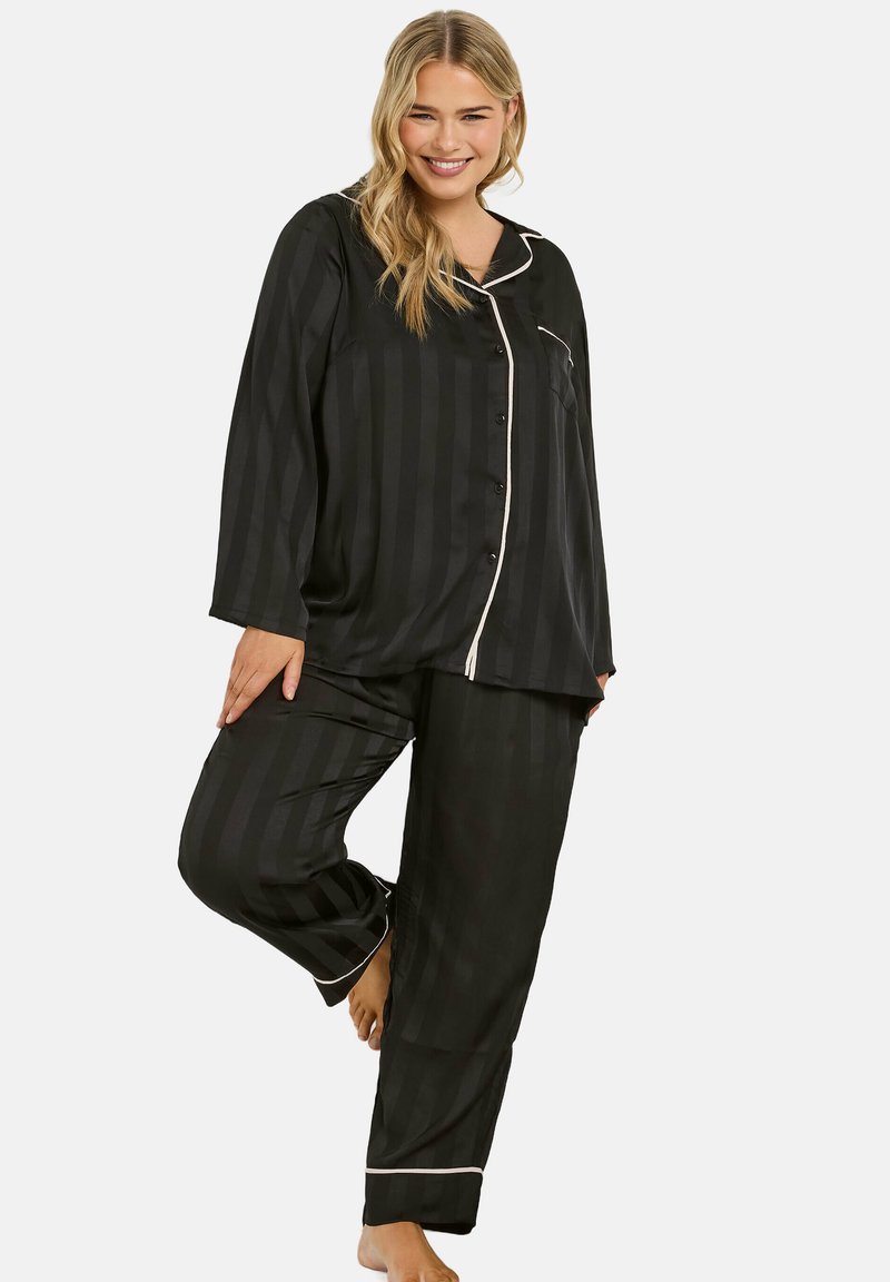 Yours Clothing STRIPE SET - Nattplagg set - black