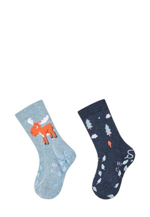 KRABBEL 2ER-PACK ELCH - Socks - dunkelblau meliert