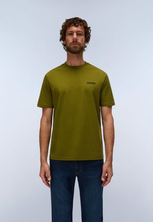 Napapijri, S-SMALL BOX SS OLIVE NIGHT G1F - T-Shirt basic - avocado