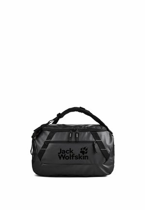 Bolsa de deporte Black Jack Wolfskin con bolsillos con cremallera y asa acolchada, diseñada para viajes o deportes.