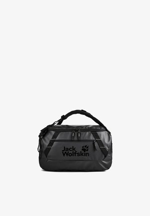 Borsa da viaggio Black Jack Wolfskin con tasche con cerniera e manico imbottito, progettata per viaggi o sport.