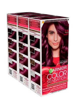 GARNIER COLOR SENSATION COLORAZIONE PERMANENTE, FINO A 10 SETTIMANE DI COLORE INTENSO - 3 PACK - Tinte capelli - viola profondo