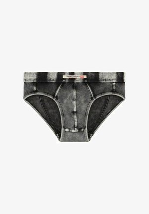 Mutanda nere di disegno simile al denim, con texture stampata, fascia in vita a contrasto e sacchetto sagomato.