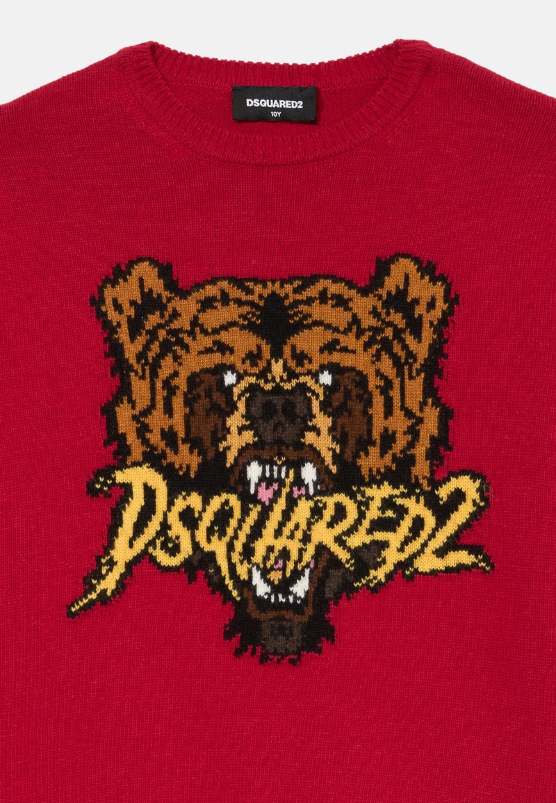 Pull Oversize DSQUARED2 Motif Ours – Taille 16 Ans – Ivoire – Laine Et Nylon – Neuf Avec étiquettes