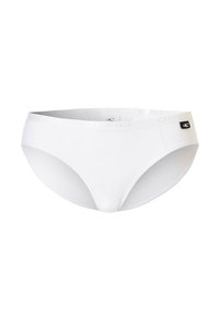 Witte damesonderbroek met een gladde, rekbare textuur. Heeft een band met het "O'Neill" logo in lichtgrijs en een klein zwart merklabel.