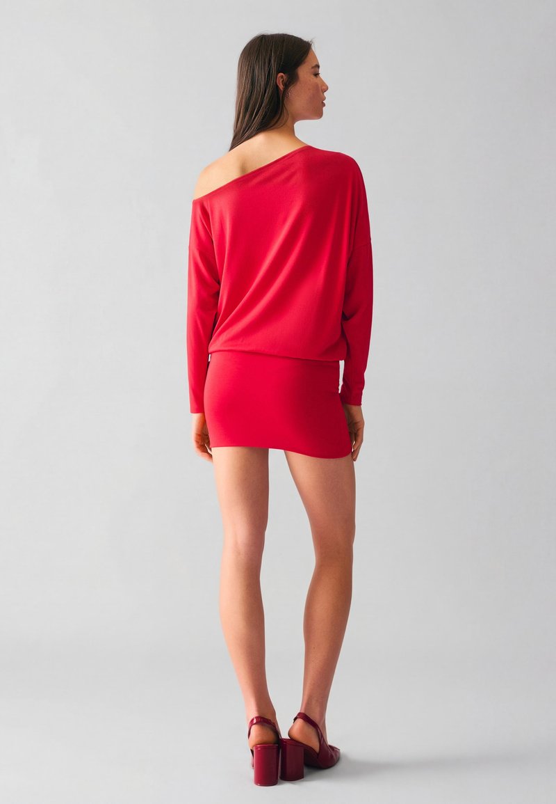 strapless open back dress Solora Red Long Sleeve Mini Dress main image 0