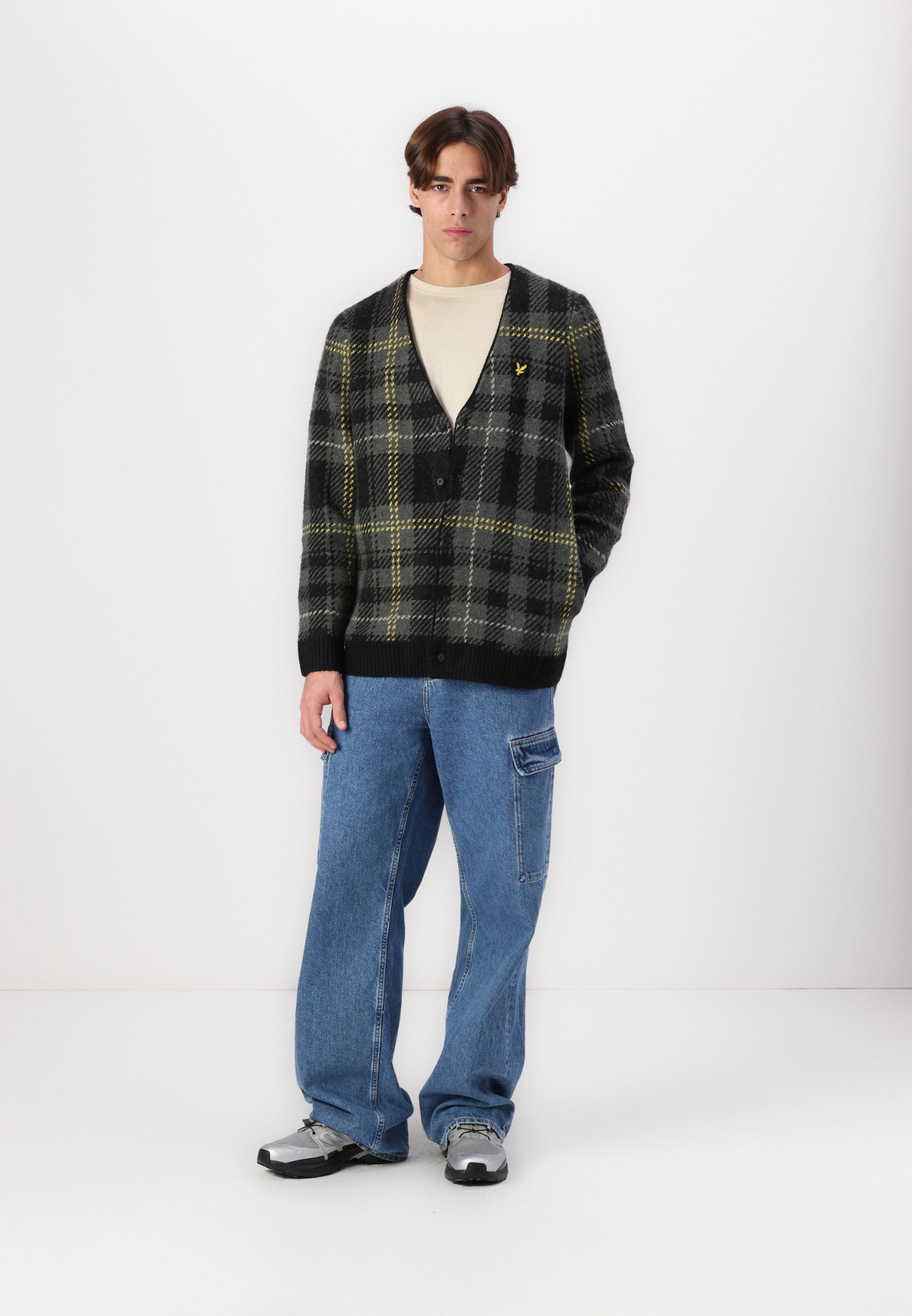 Lyle & Scott BRUSHED TARTAN - Cardigan - jet black/black - Zalando