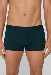 Dark green men's boxer briefs with a soft fabric, elastic waistband featuring embossed "TEZENIS" logo, and a fitted design.