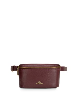 Sac banane rectangulaire en cuir marron foncé avec fermeture éclair dorée et logo Wittchen centré à l'avant, sangle réglable sur les côtés.