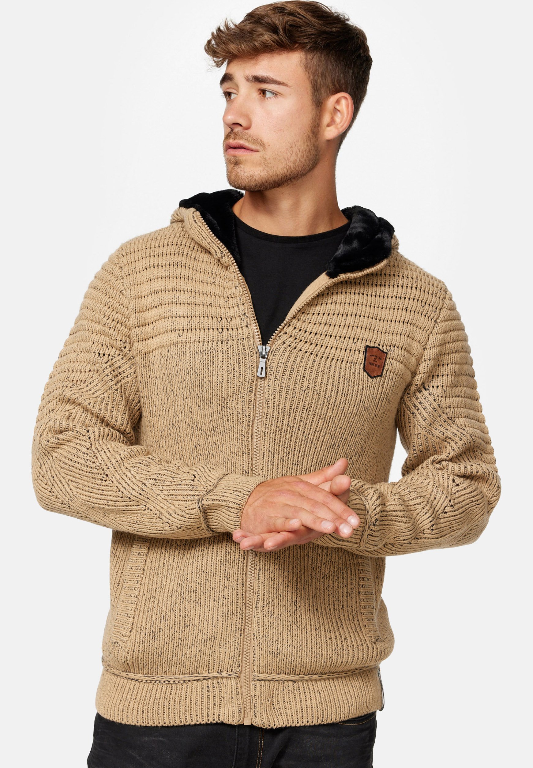 INDICODE JEANS Sweater met rits - beige - Zalando.nl