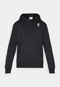 Black hooded sweatshirt with front pocket, NBA logo on chest, and small Nike swoosh on left sleeve.