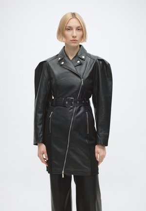KARL LAGERFELD FAUX LEATHER BIKER DRESS - Robe de jour - black