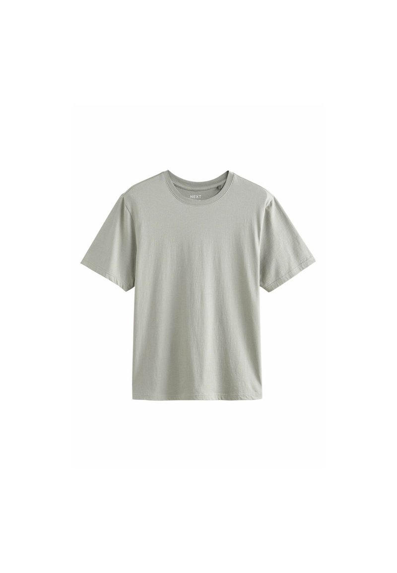 Lys grå kortærmet t-shirt lavet af blødt stof, med rund halsudskæring og en afslappet pasform, hærdet med en glat struktur og uden synlige mønstre.