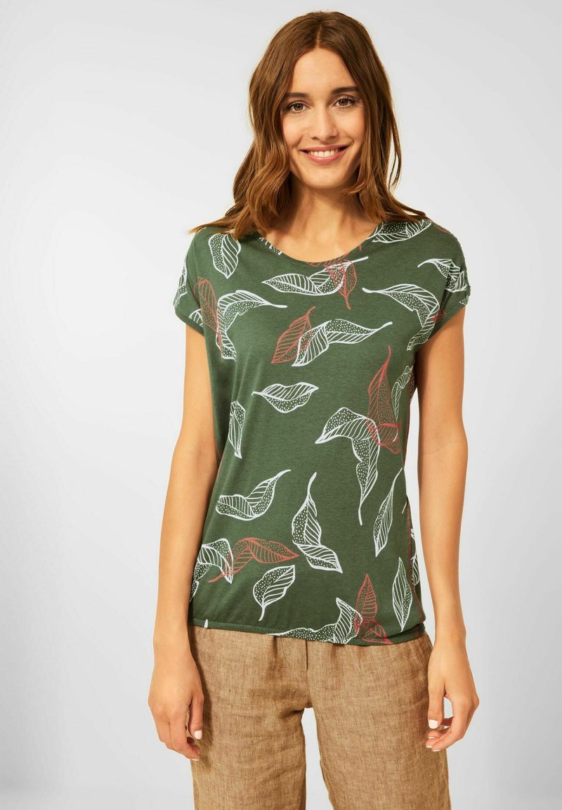 Damen T-Shirts | Cecil MIT SMOCK DETAIL T-Shirt print grün/oliv - TC40638 Damen T-Shirts | Cecil MIT SMOCK DETAIL T-Shirt print grün/oliv - TC40638