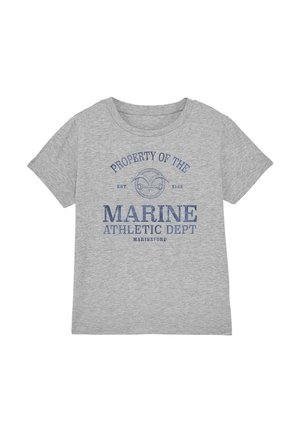 Gray cotton t-shirt with short sleeves, round neck, featuring blue print: "PROPERTY OF THE MARINE ATHLETIC DEPT. MARINEFORD EST. 1522."