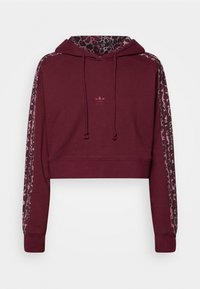 adidas Originals LEOPARD CROPPED HOODY - Mikina s kapucí - maroon/multicolor