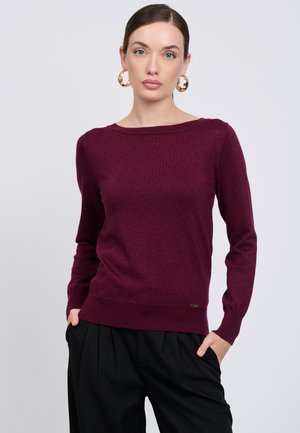 INFLUENCER, INFLUENCER PULLOVER BOAT-NECK PULL - Pullover - plum