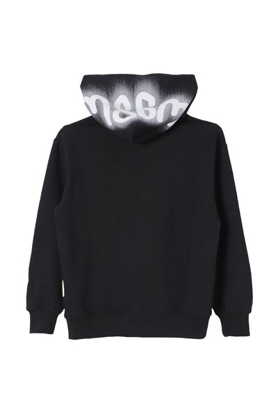 Felpa nera con cappuccio; presenta un testo grafico bianco all'interno del cappuccio. Maniche lunghe e vestibilità morbida con polsini e fondo a costine.