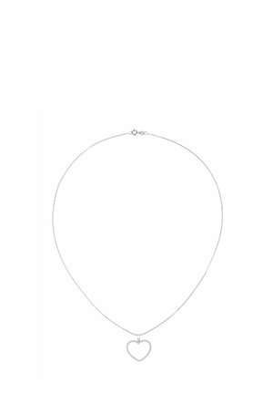 Srebrny naszyjnik z cienkim łańcuszkiem i wisiorkiem w kształcie serca o fakturowanej powierzchni. Proste zapięcie do zamocowania.