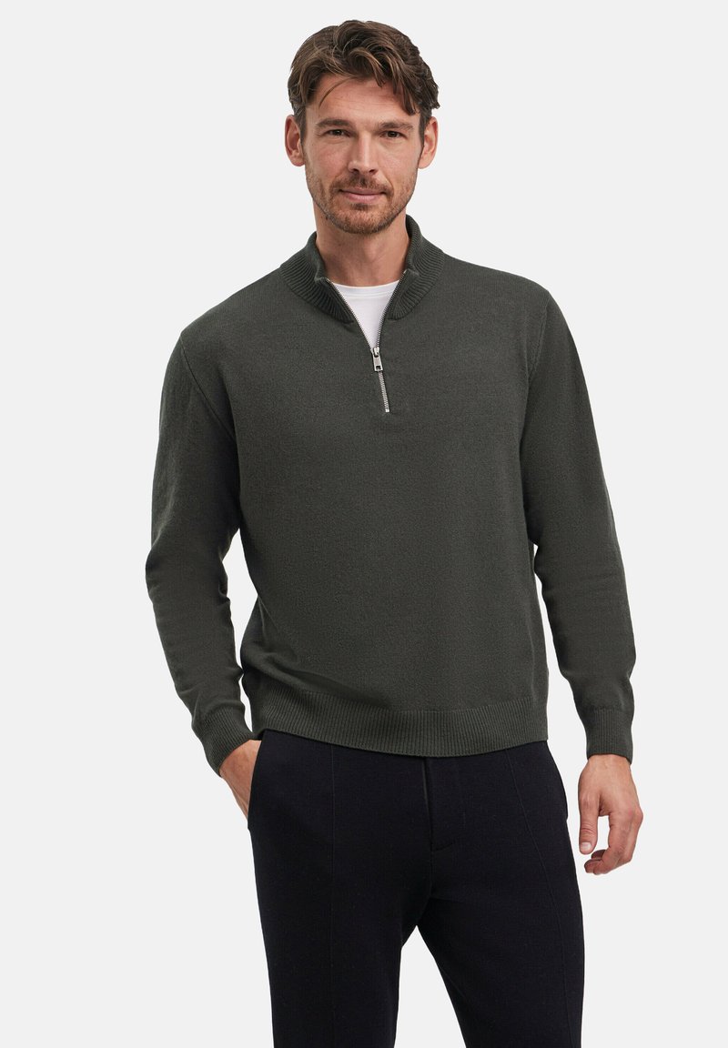 FALKE BASIC LAMBSWOOL HALF-ZIP - Maglione - loden
