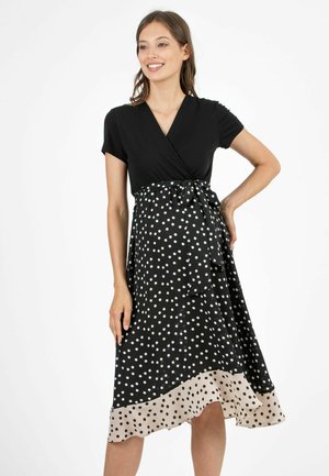MARTA P - MIDI MATERNITY  NURSING WITH CONTRASTING HEM - Vapaa-ajan mekko - black