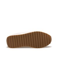 Semelle en caoutchouc avec des rainures texturées, de couleur brun clair. Design lisse et plat sans accents ou détails supplémentaires visibles.