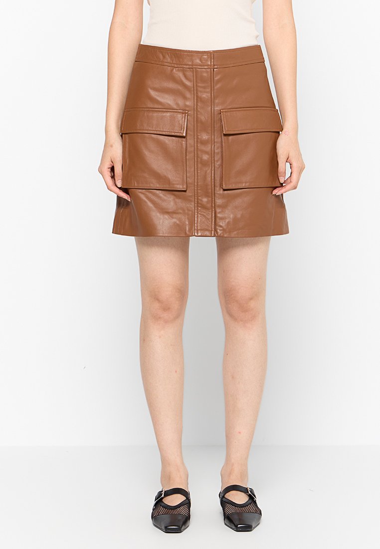 MUNTHE Leren rok camel MUNTHE Leren rok camel