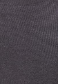 Dark gray ribbed fabric showcasing vertical lines, smooth texture, and a consistent pattern throughout. Ideal for forming fitted garments.