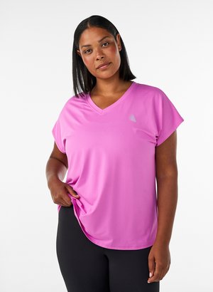 Active by Zizzi TRAININGSSHIRT MIT V-AUSSCHNITT UND KURZEN ÄRMELN - T-shirt basique - lila