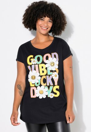 Angel of Style BLUMEN STATEMENT-MOTIV HALBARM - Print T-shirt - black