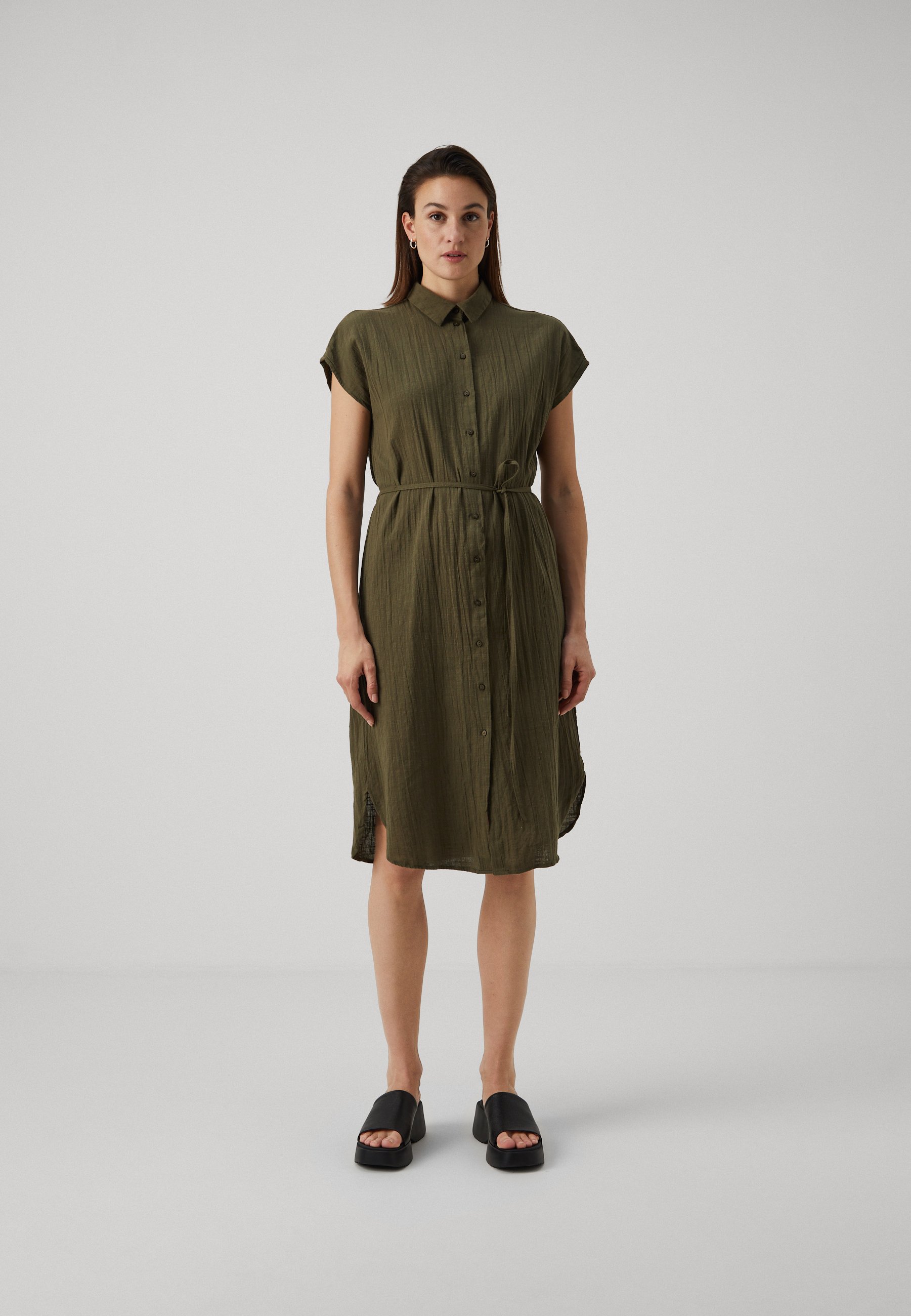 green emerald velvet dress Modest Women's Shirt Dress 12502