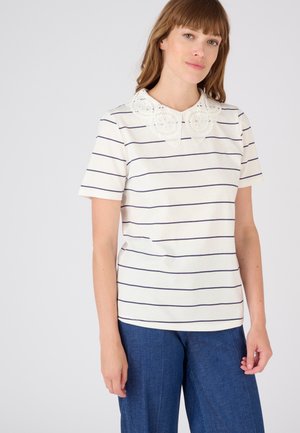Damart, COL BRODERIE ANGLAISE - T-shirt imprimé - blanc rayé