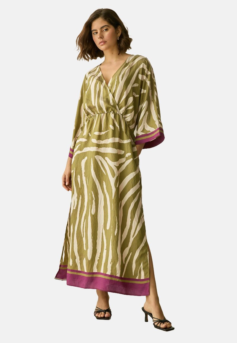 Next TALL FIT - V-NECK KAFTAN - Maksi garuma kleita - green cream zebra print