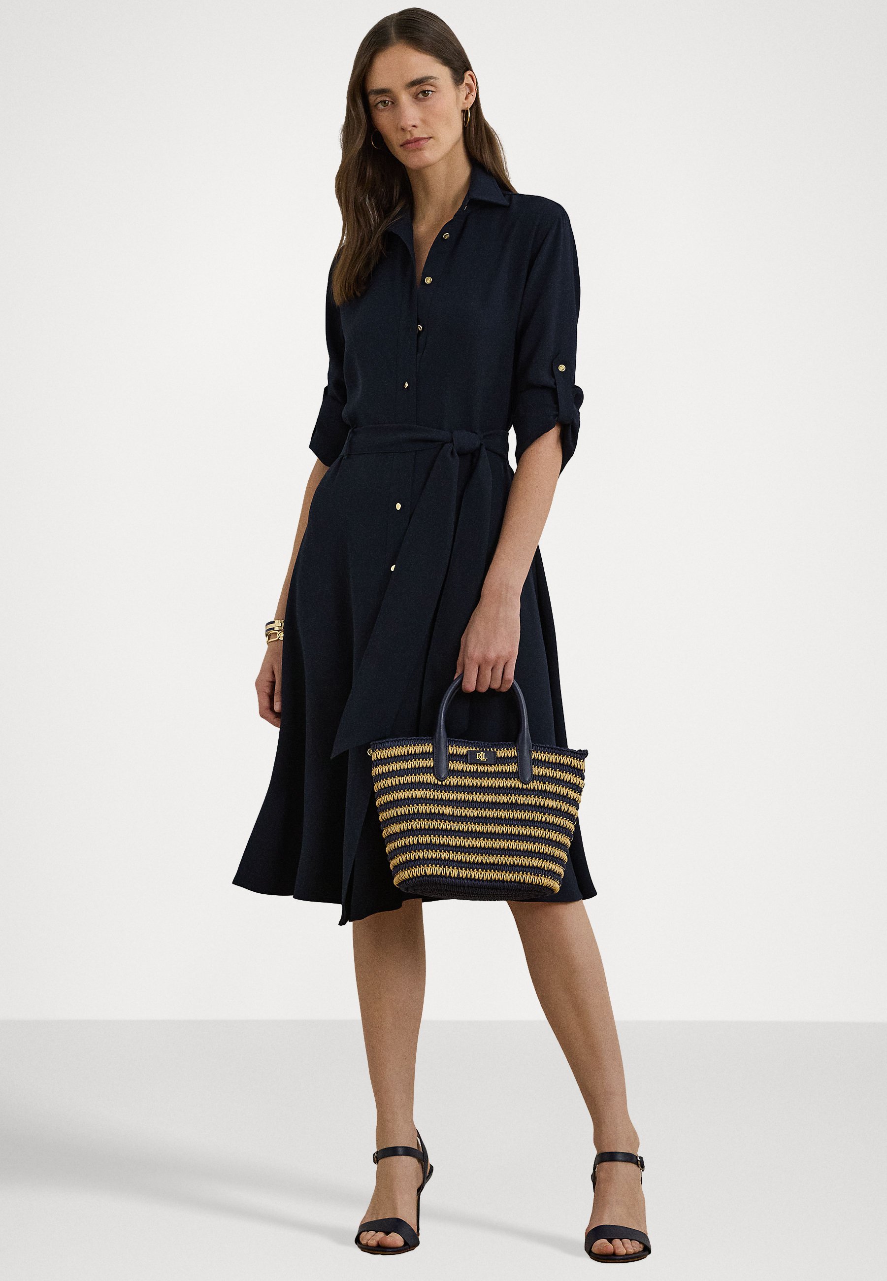 LAUREN RALPH LAUREN★STRIPED STRAW LARGE BRIE トート 関送込 Leather-Trim Straw Large Brie Tote Bag | Ralph Lauren