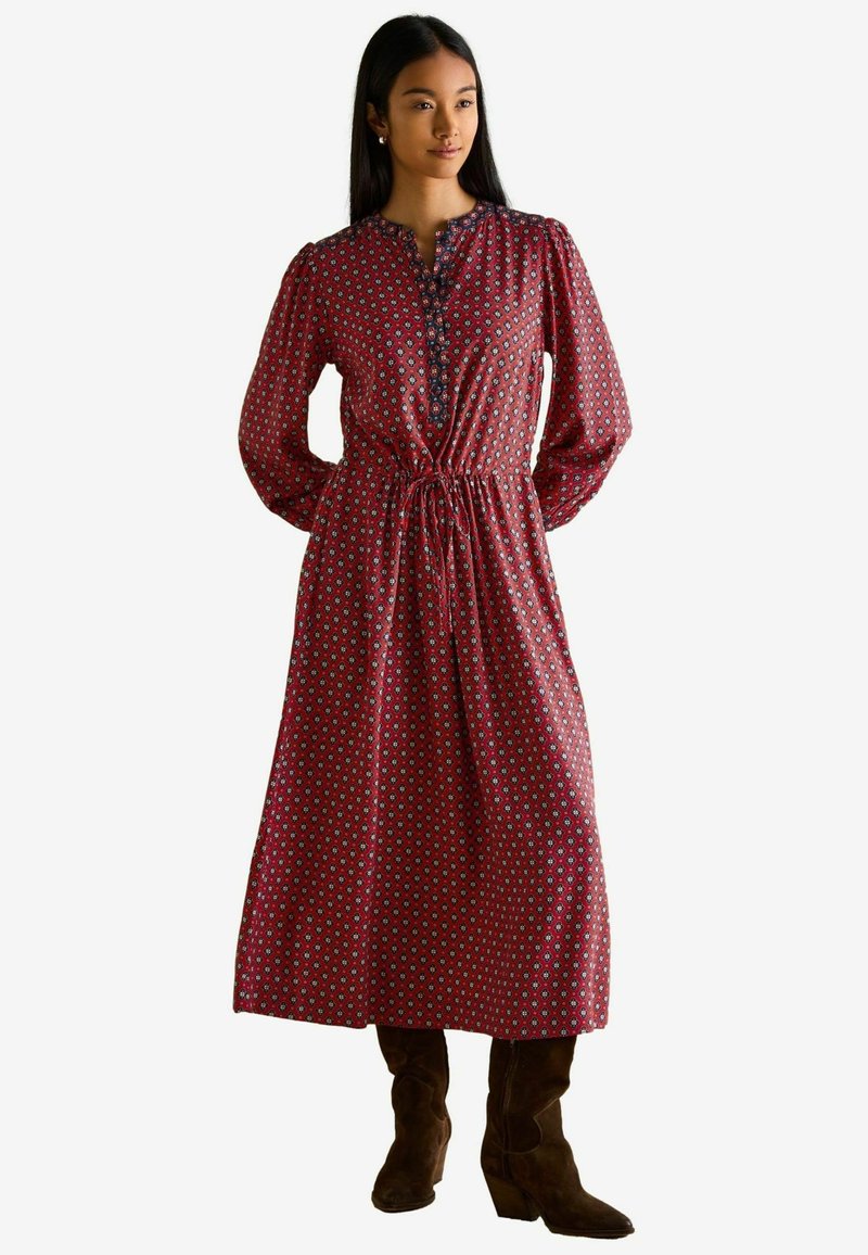 Tom Joule REGULAR FIT ASTER TIE WAIST MIDI - Freizeitkleid - red and navy