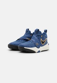 Nike Performance TEAM HUSTLE 11 UNISEX - Zapatillas de baloncesto - mystic navy/black/pale ivory/metallic gold