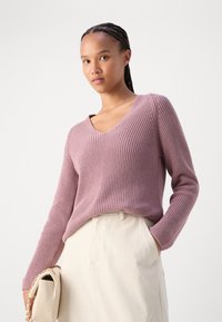 Marc O'Polo LONGSLEEVE V NECK - Πουλόβερ - dark mauve